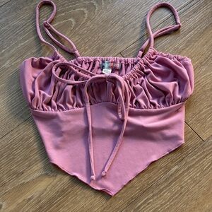 UO - Pink Ruched Crop Top
